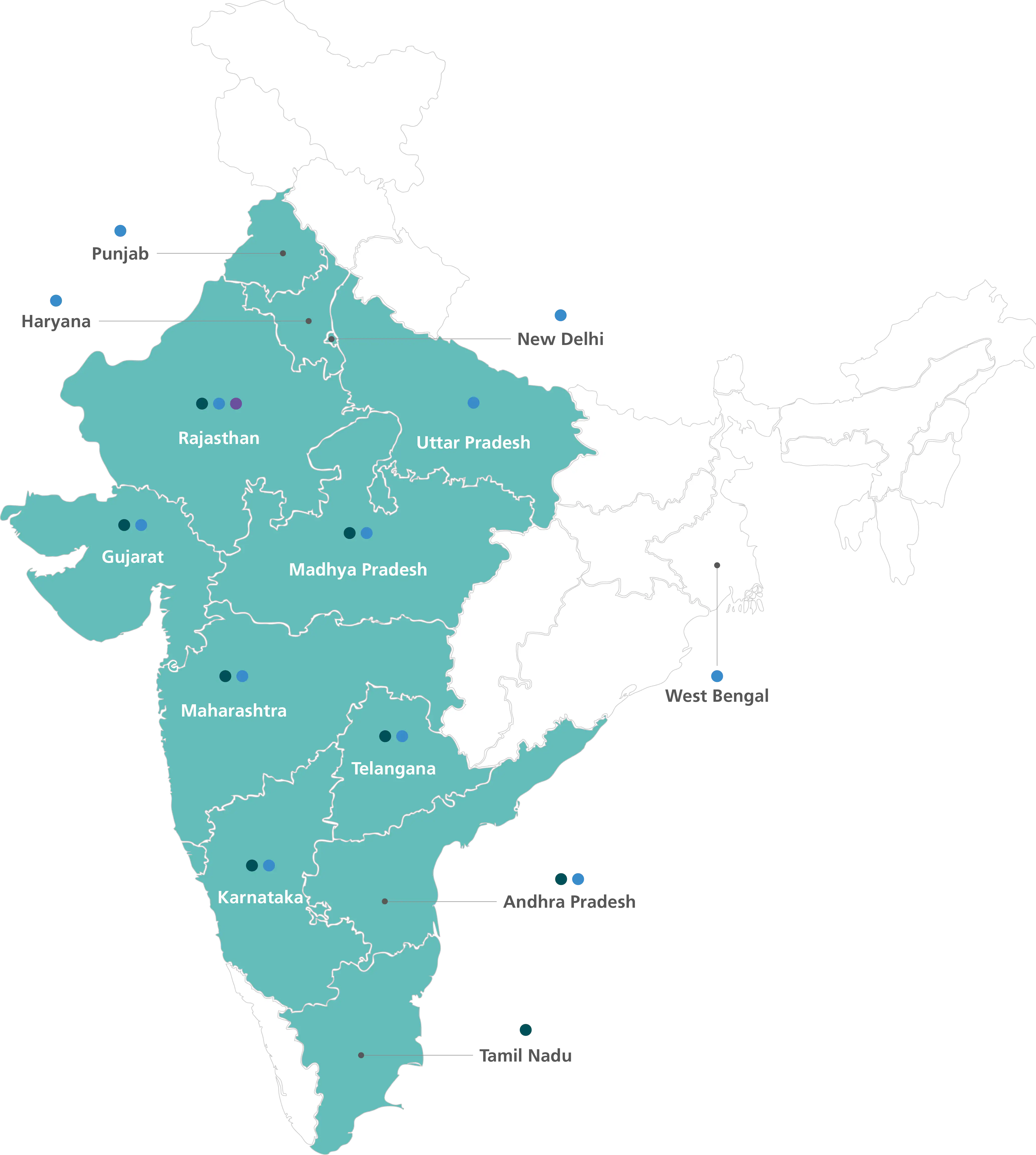 India map with presence